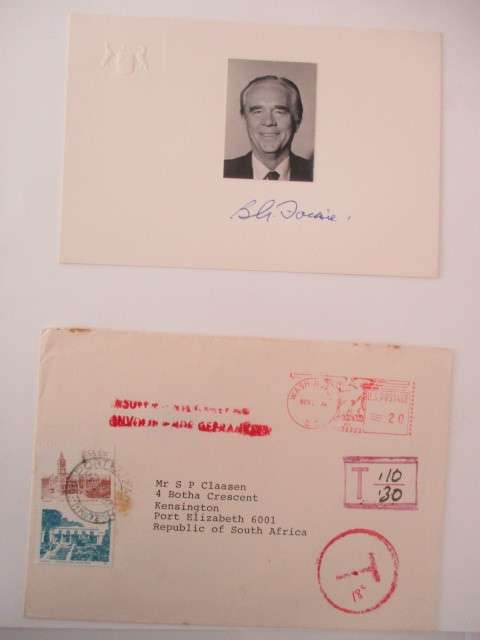 AUTOGRAPHED - AMBASSADOR BRAND FOURIE TO THE USA