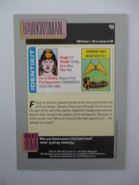 DC COMICS  VINTAGE  SAGA 1992 IMPEL TRADING CARDS -  HAWKWOMAN
