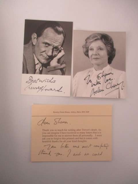 AUTOGRAPHED / SIGNED - TREVOR HOWARD ACTOR AND HIS WIDOW and CARD