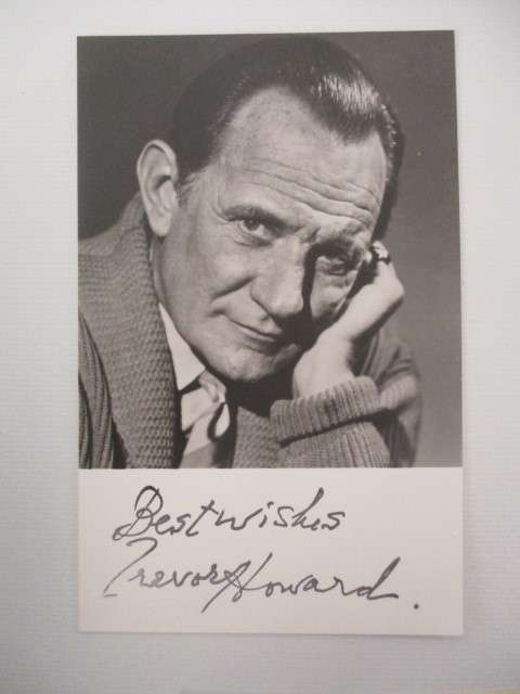 AUTOGRAPHED / SIGNED - TREVOR HOWARD ACTOR AND HIS WIDOW and CARD