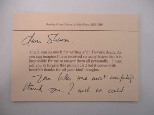 AUTOGRAPHED / SIGNED - TREVOR HOWARD ACTOR AND HIS WIDOW and CARD