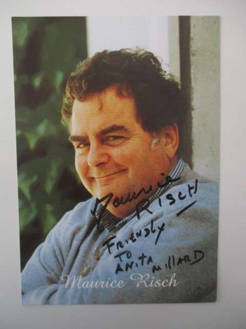 AUTOGRAPHED / SIGNED - MAURICE RISCH  - BROADER THAN STANDARD POSTCARD