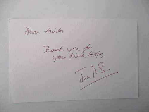 AUTOGRAPHED / SIGNED -  TIM PIGOTT-SMITH - JAMES BOND 007  AND CARD
