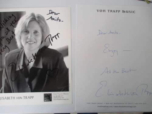 AUTOGRAPHED / SIGNED -  ELISABETH VON TRAPP- AND LETTER BOTH A4 SIZE