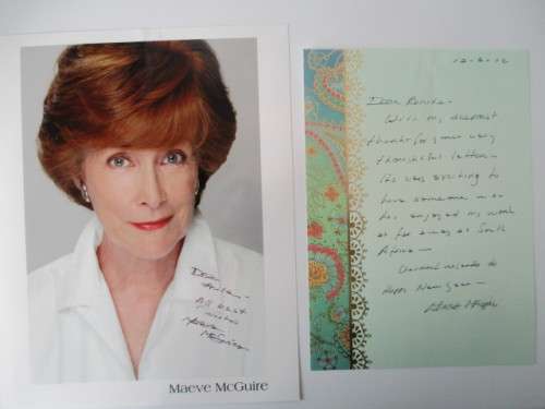 AUTOGRAPHED / SIGNED - MAEVE MCGUIRE and LETTER EDGE OF NIGHT A4 SIZE