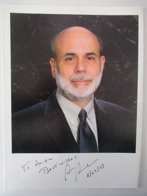 AUTOGRAPHED / SIGNED - BEN BERNANKE - GOVERNOR RESERVE BANK  USA  A4 SIZE