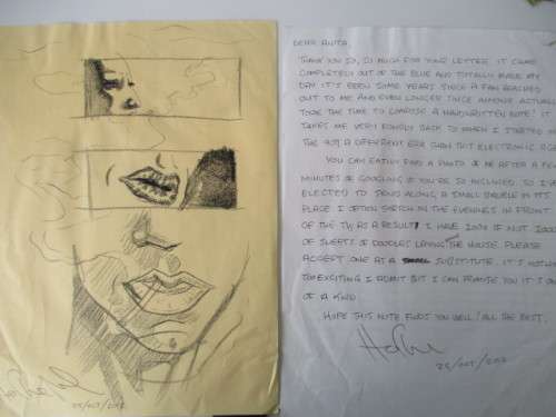 AUTOGRAPHED / SIGNED - CARTOONIST JOHN HOLSTROM? LETTER AND SKETCH