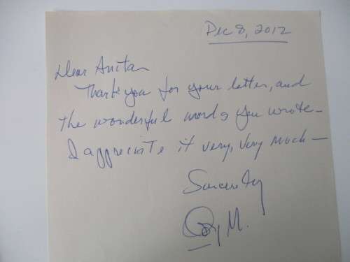 AUTOGRAPHED / SIGNED - GEORGE MAHARIS  - AND LETTER BOTH A4 SIZE