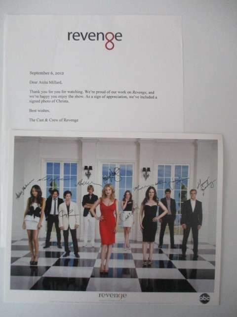 PRINTED AUTOGRAPHS THE CAST OF TV SERIES REVENGE  A4 SIZE