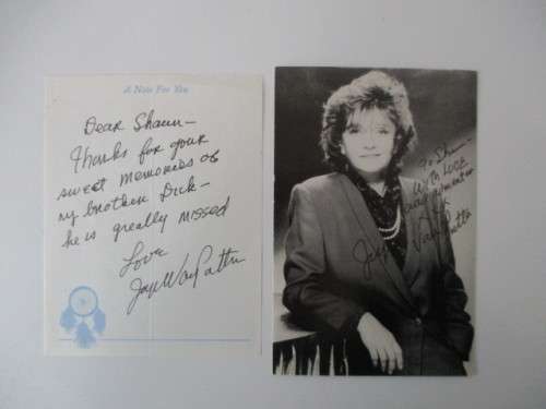 AUTOGRAPHED / SIGNED - JOYCE VAN PATTEN BIT LARGER THAN POST CARD AND NOTE