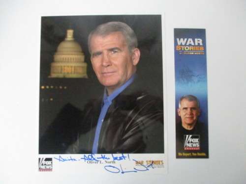 ATOGRAPHED / SIGNED - MILITARY VETORAN AND AUTHOR - OLIVER NORTH A4 SIZE