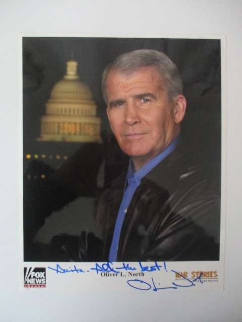 ATOGRAPHED / SIGNED - MILITARY VETORAN AND AUTHOR - OLIVER NORTH A4 SIZE