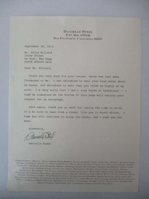 PRINTED LETTER - DANIELLE STEEL A4 SIZE