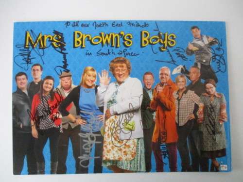 AUTOGRAPHED / SIGNED - MRS BROWN`S BOYS CAST  A4 SIZE
