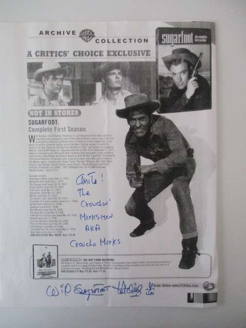 AUTOGRAPHED / SIGNED - WILL HUTCHINS - SUGARFOOT 1957 - 1961