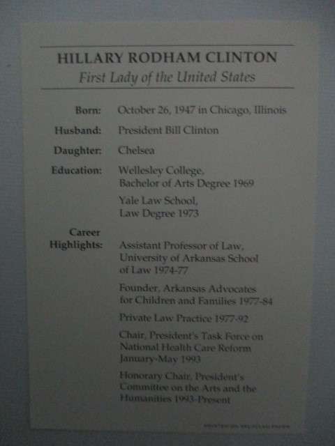 SPEC CARDS OF PRESIDENT BILL CLINTON AND HILLARY CLINTON AND CARD