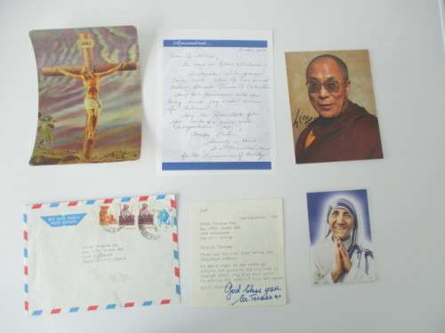 AUTOGRAPHED SIGNED / MOTHER THERESA AND DE LAI LAMA LOT PLEASE SEE BELOW