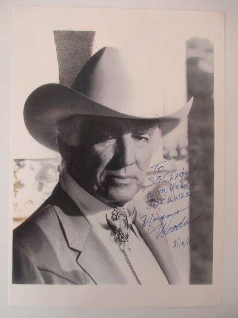 AUTOGRAPHED / SIGNED - MORGAN WOODWARD - DALLAS  A4 SIZE