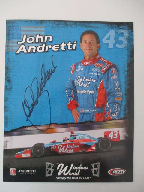 AUTOGRAPHED / SIGNED - JOHN ANDRETTI  AND PRINTED AUTOGRAPH BOTH A4 SIZE