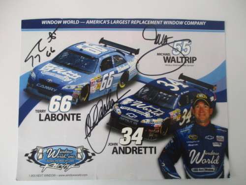 AUTOGRAPHED / SIGNED - JOHN ANDRETTI  AND PRINTED AUTOGRAPH BOTH A4 SIZE