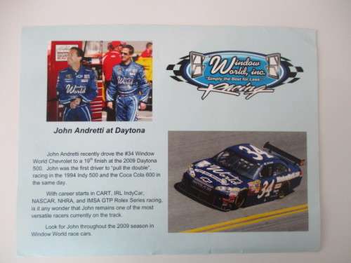 AUTOGRAPHED / SIGNED - JOHN ANDRETTI  AND PRINTED AUTOGRAPH BOTH A4 SIZE