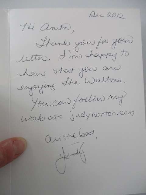 AUTOGRAPHED / SIGNED JUDY NORTON TAYLOR - ""MARY ELLEN"" THE WALTONS  AND CARD