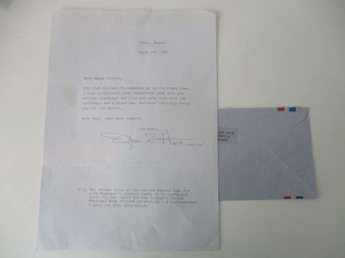 LETTER SIGNED BY ACTRESS OLIVIA DE HAVILAND  1989