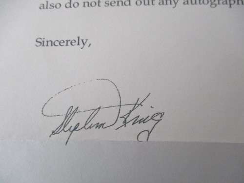 PRINTED AUTOGRAPH STEPHEN KING - HORRER AUTHOR