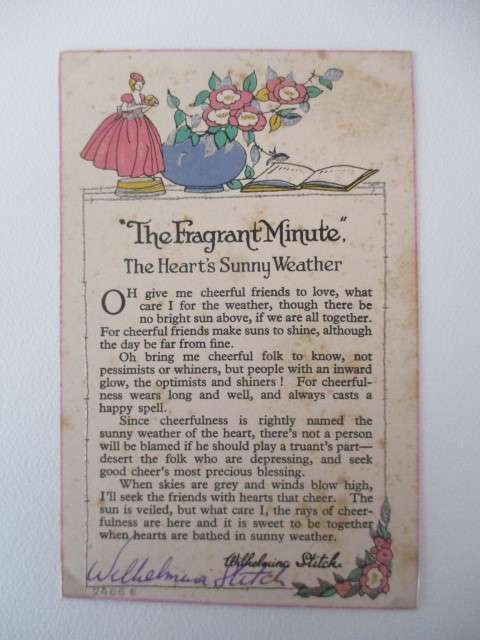 AUTOGRAPHED / SIGNED - WILHELMINA STITCH  POET AND AUTHOR 1888- 1936