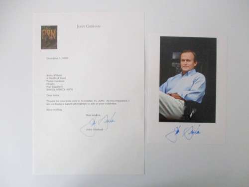 AUTOGRAPHED / SIGNED -  JOHN GRISHAM  -  AND THE FIRM LETTER  A4 SIZE