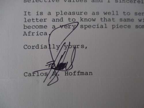 AUTOGRAPHED / SIGNED - DR. CARLOS A . HOFFMAN O. OF PANAMA SIGNED LETTER