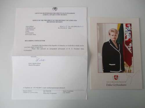 AUTOGRAPHED / SIGNED - FORMER PRESIDENT OF LITHUANIA - DALIA GRYBAUSKAITE