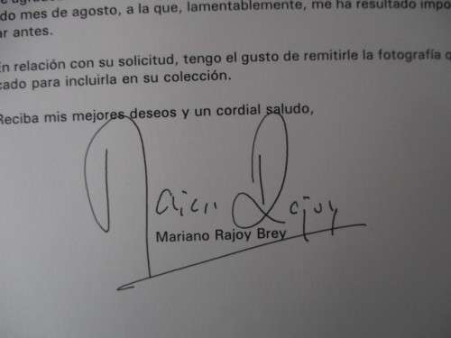 AUTOGRAPHED / SIGNED - MARIANO RAJOY BREY FORMER PRIME MINISTER OF SPAIN AND LETTER