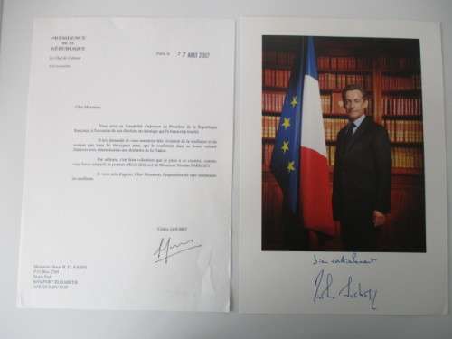PRINTED AUTOGRAPH OF  - PRSIDENT N. SARKOZY  OF FRANCE A4 SIZE