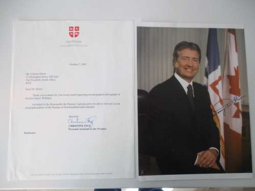 AUTOGRAPHED / SIGNED -  PREMIER DANNY WILLIAMS OF LABRADOR A4 SIZE