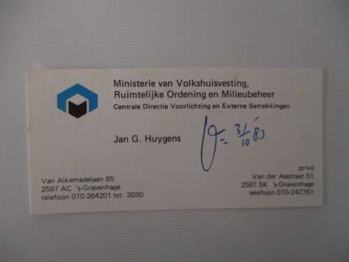 AUTOGRAPHED / SIGNED - JAN G. HUYGENS NETHERLANDS MINISTER OF  HOUSING