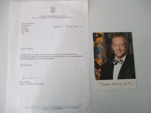 PRINTED AUTOGRAPH OF THE PRESIDENT OF ESTONIA - TOOMAS HENDRIK IIVES
