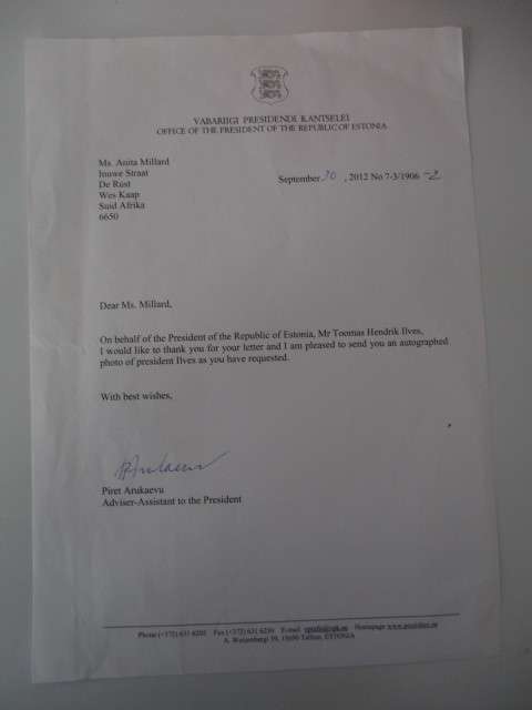 PRINTED AUTOGRAPH OF THE PRESIDENT OF ESTONIA - TOOMAS HENDRIK IIVES