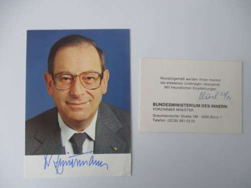 AUTOGRAPHED / SIGNED - DR. FRIEDRICH ZIMMERMANN - GERMAN POLITICIAN