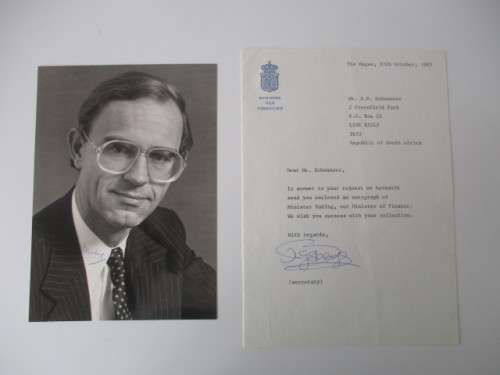 AUTOGRAPHED / SIGNED - ONNO RUDING 1985 DUTCH POLITICIAN
