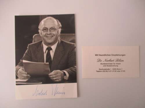 AUTOGRAPHED / SIGNED - DR. NORBERT BLUM GERMAN POLITICIAN