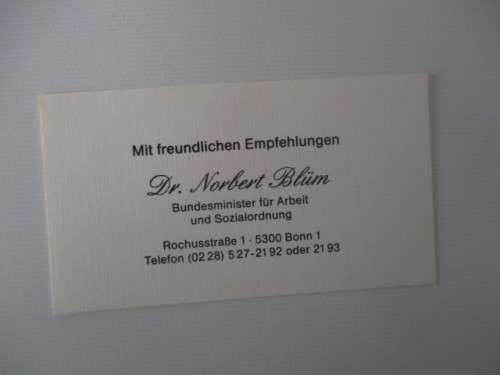 AUTOGRAPHED / SIGNED - DR. NORBERT BLUM GERMAN POLITICIAN