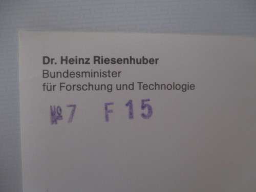 AUTOGRAPHED / SIGNED -  HEINZ RIESENHUBER -  AUSTRIAN POLITICIAN
