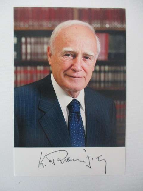 PRINTED AUTOGRAPH KAROLOS PAPOULIAS PASTPRESIDENT OF GREECE
