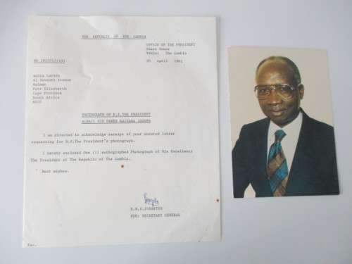 AUTOGRAPHED / SIGNED - DAWDA JAWARA PAST PRESIDENT OF GAMBIA