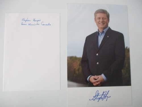 AUTOGRAPHED / SIGNED - STEPHEN HARPER FORMER PRIME MINISTER OF CANADA