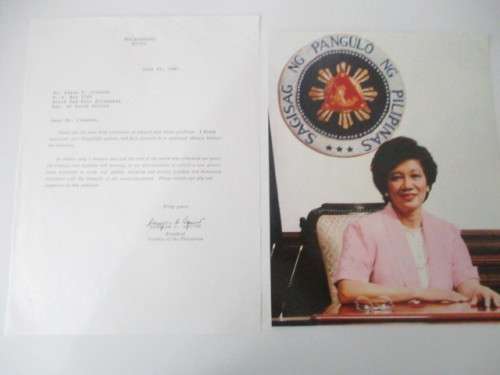 PRINTED AUTOGRAPH CORALON C. AQUINO PRESIDENT OF THE PHILIPPINES