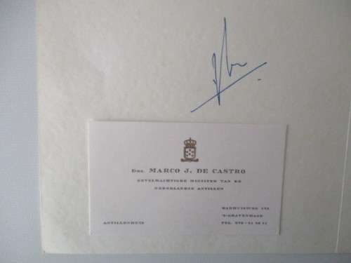AUTOGRAPHED / SIGNED - DR. MARCO J. DE CASTRO AND LETTER