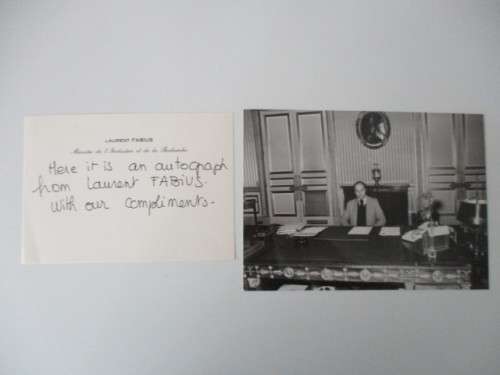 AUTOGRAPHED / SIGNED - LAURENT FABIUS FORMER PRIME MINISTER OF FRANCE