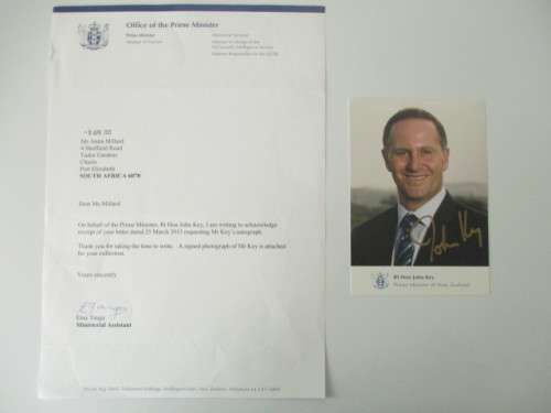 AUTOGRAPHED / SIGNED - RT HON JOHN KEY PRIME MINISTER OF NEW ZEALAND